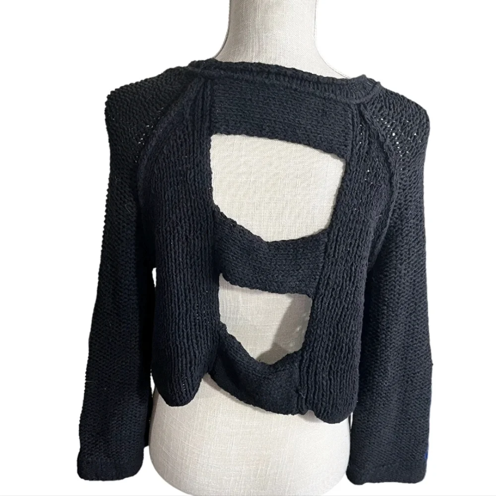 Free People Endless Stories Black Open-Back Sweater S - Picture 2 of 12